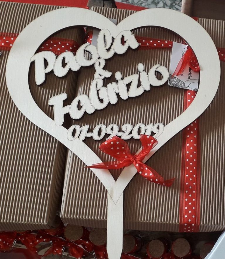 cake topper wedding cuore personalizzato